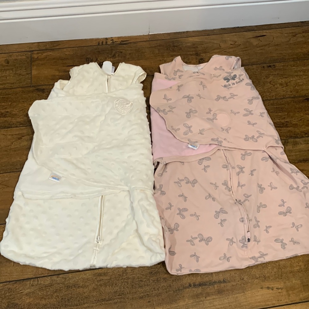 Halo swaddle sleep sacks. NB & Small. Fleece & cotton baby newborn infant wrap